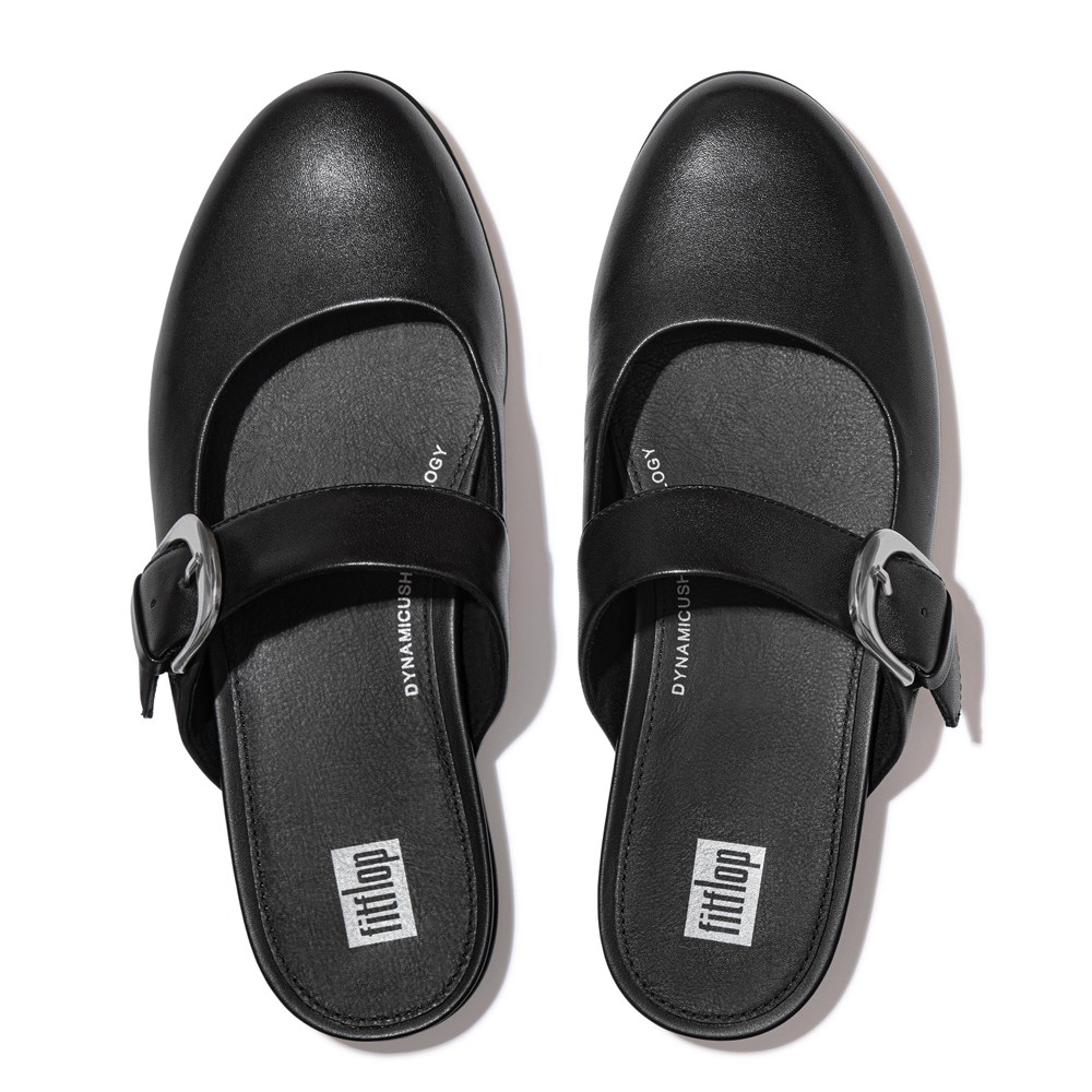 Fitflop Womens Mules Black - Allegro Buckle Leather - RM0179826